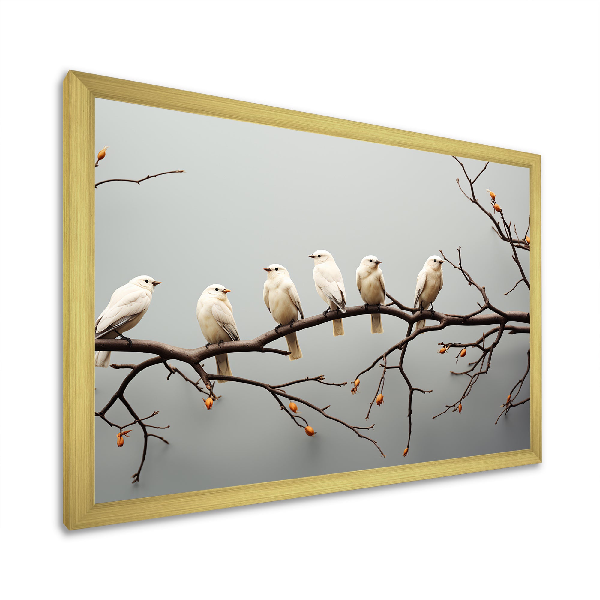 Contemporary Flock Of Birds On Branch - Bird Home Decor Art