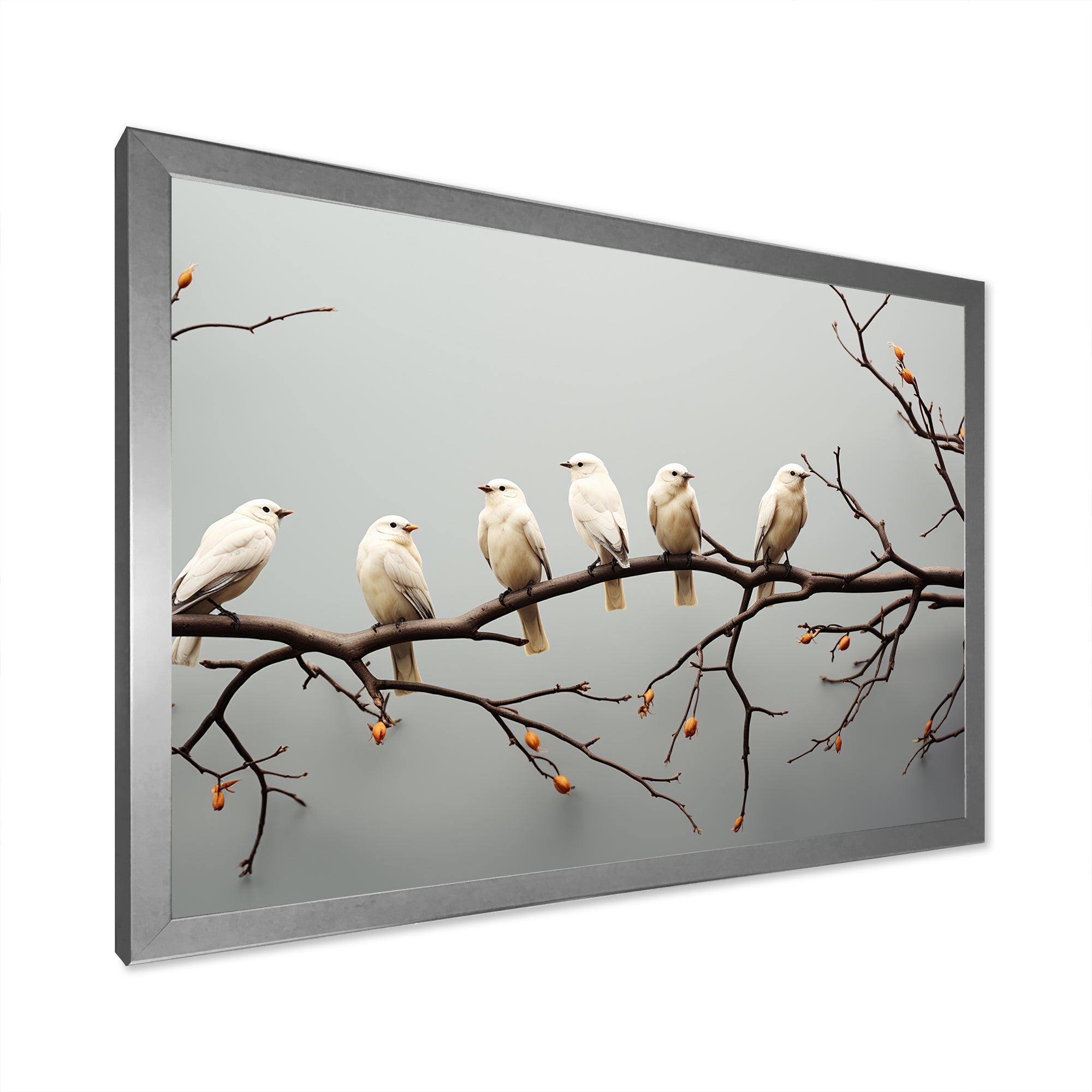 Contemporary Flock Of Birds On Branch - Bird Home Decor Art