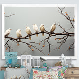 Contemporary Flock Of Birds On Branch - Bird Home Decor Art