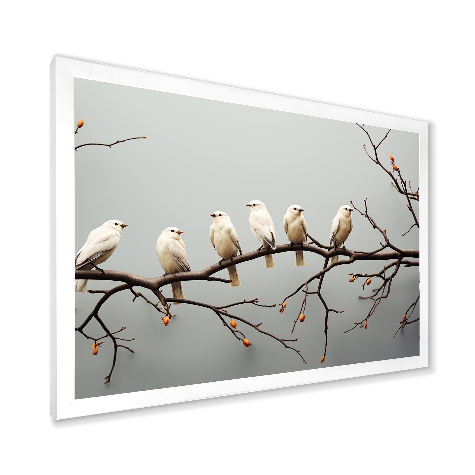 Contemporary Flock Of Birds On Branch - Bird Home Decor Art