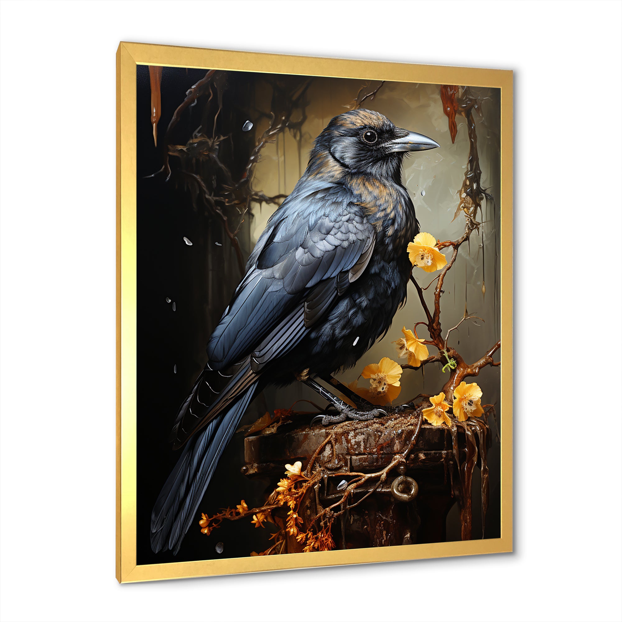 Noir Black Shadows Cast A Mysterious Ambiance - Bird Canvas Wall Art