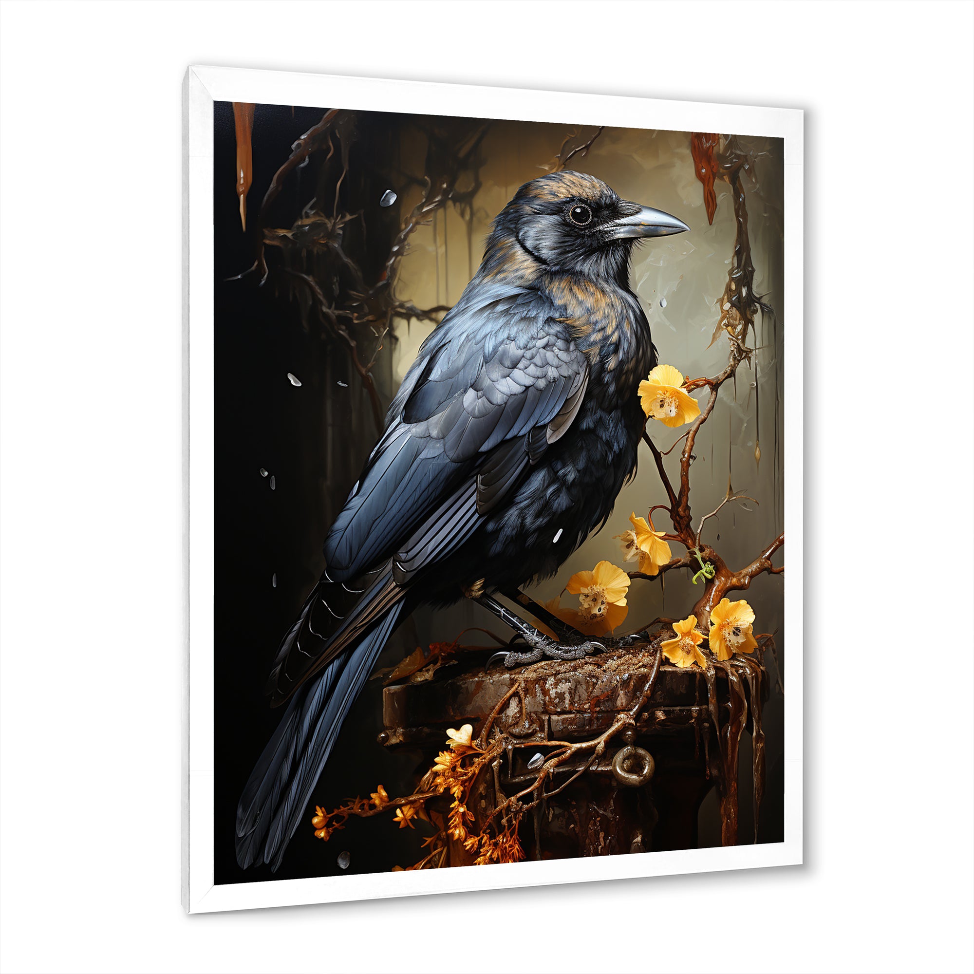 Noir Black Shadows Cast A Mysterious Ambiance - Bird Canvas Wall Art