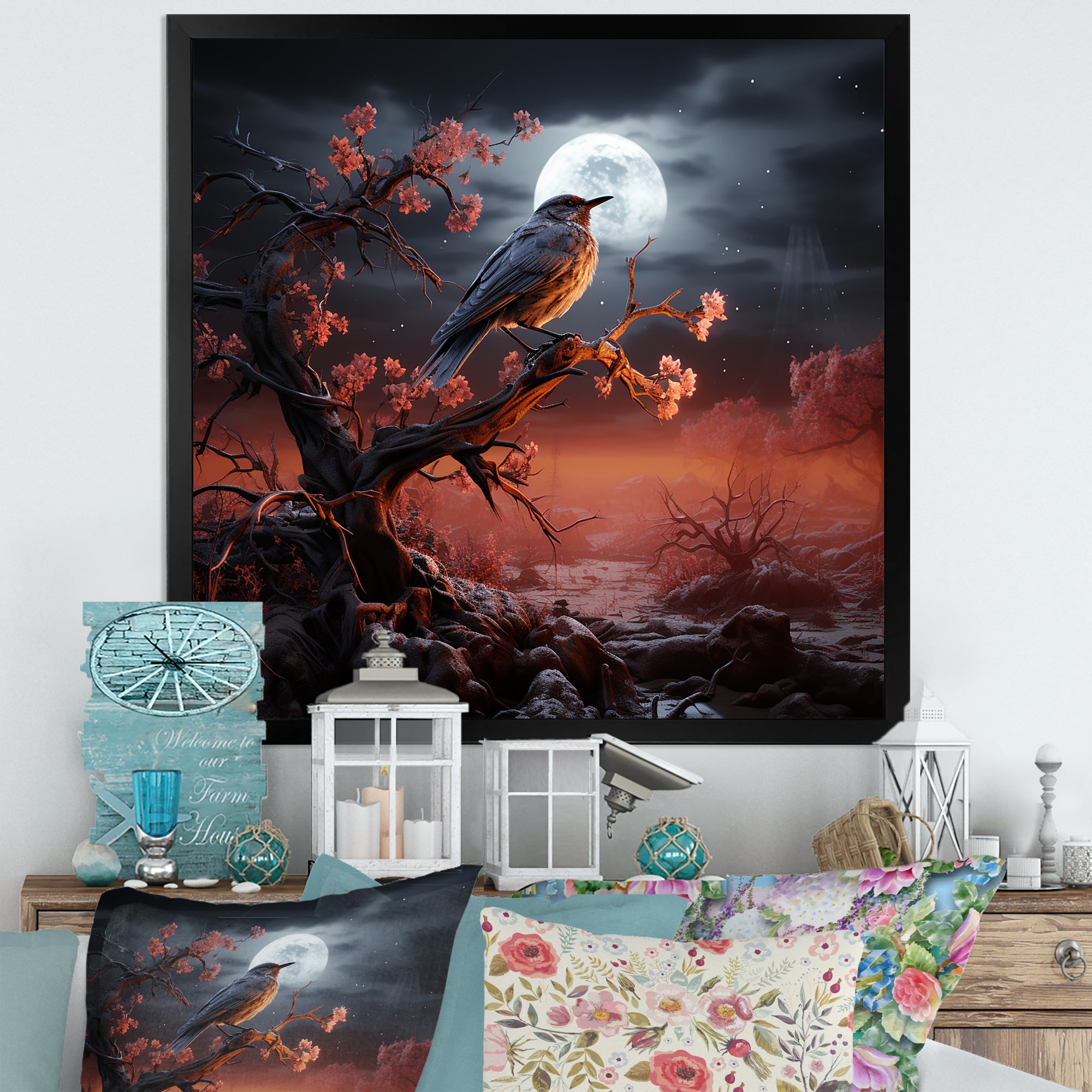 Textured Layers Create Mixed Media Skies - Bird Wall Decor