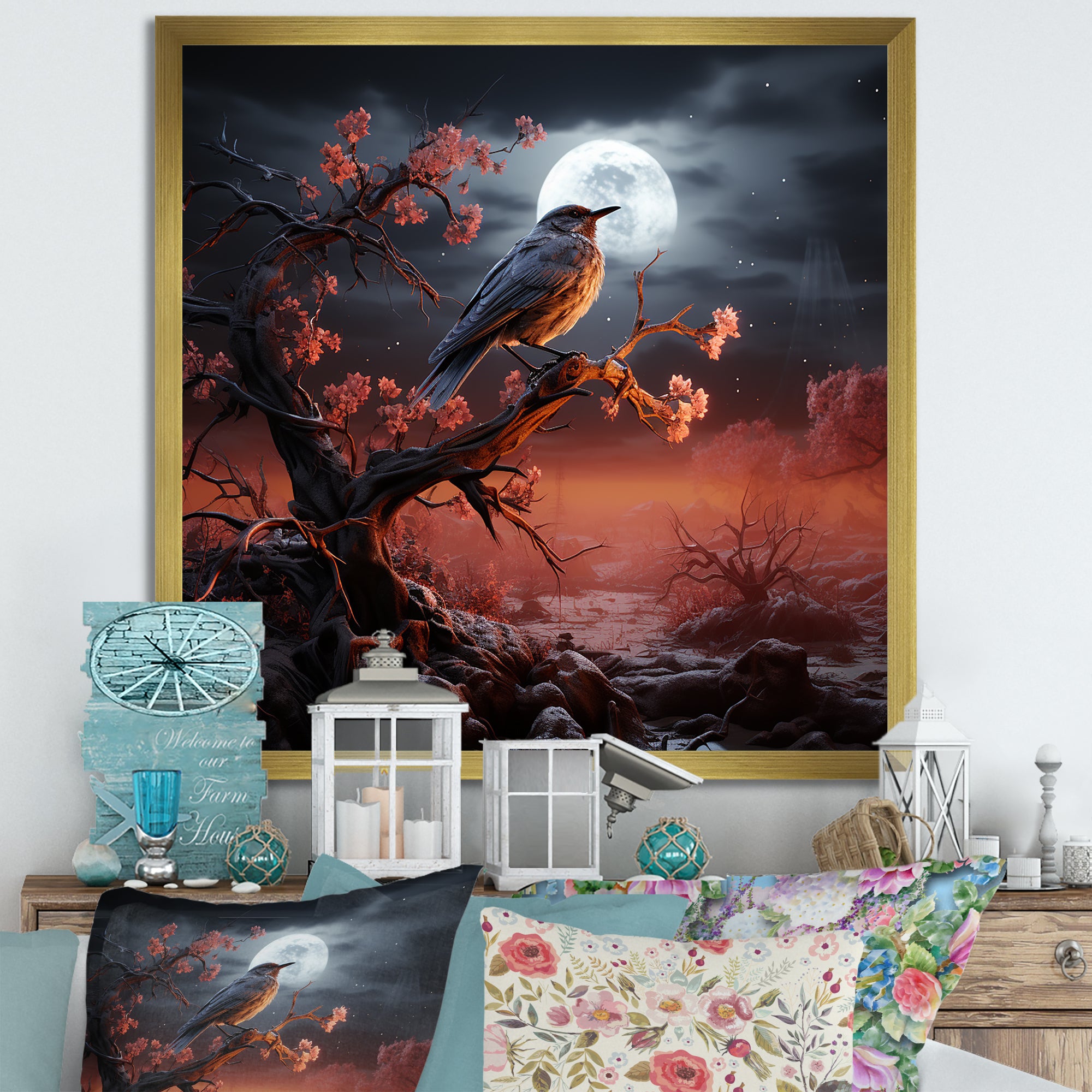 Textured Layers Create Mixed Media Skies - Bird Wall Decor