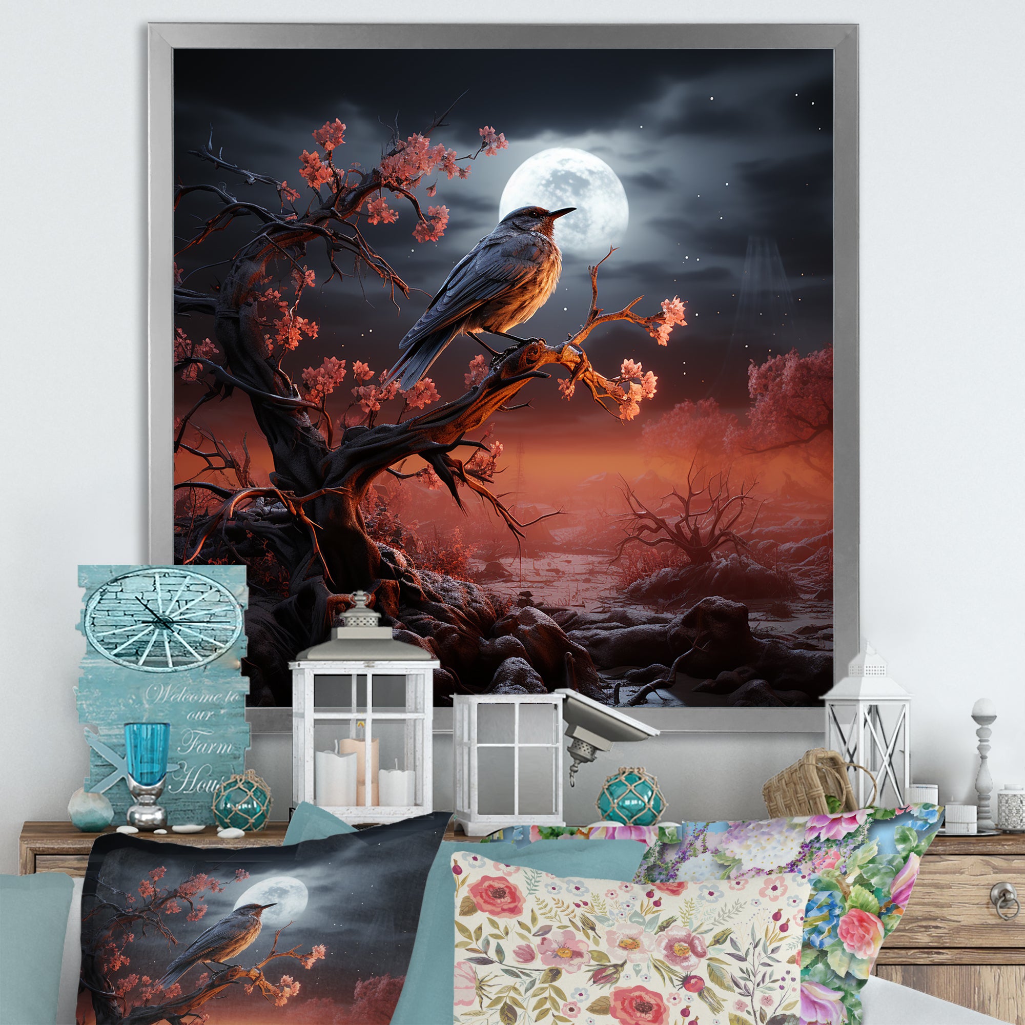 Textured Layers Create Mixed Media Skies - Bird Wall Decor