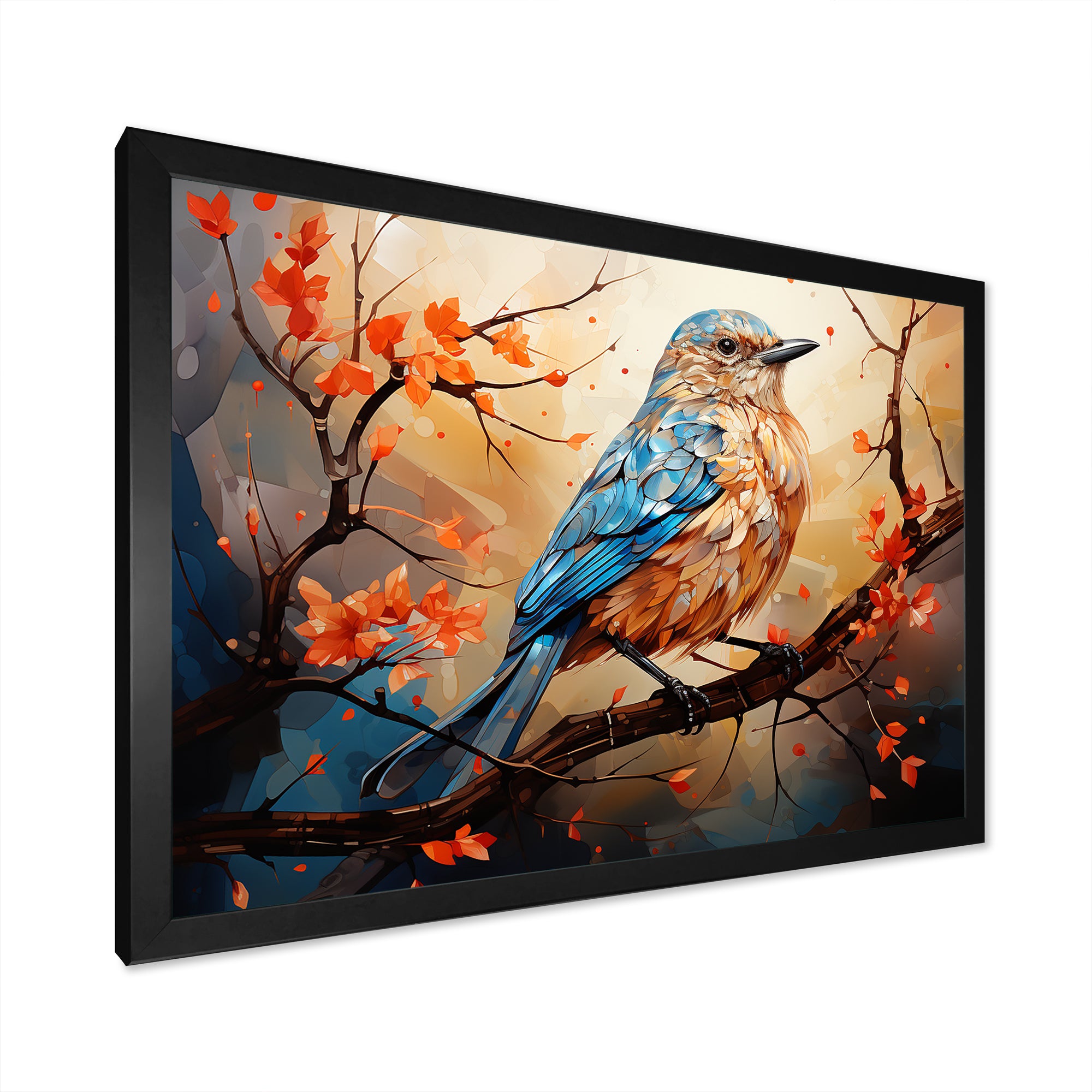 Warm Sunrise Hues An Expressionist Portrayal Bird - Beige Bird Wall Art