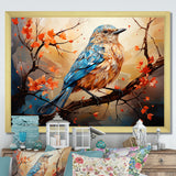 Warm Sunrise Hues An Expressionist Portrayal Bird - Beige Bird Wall Art