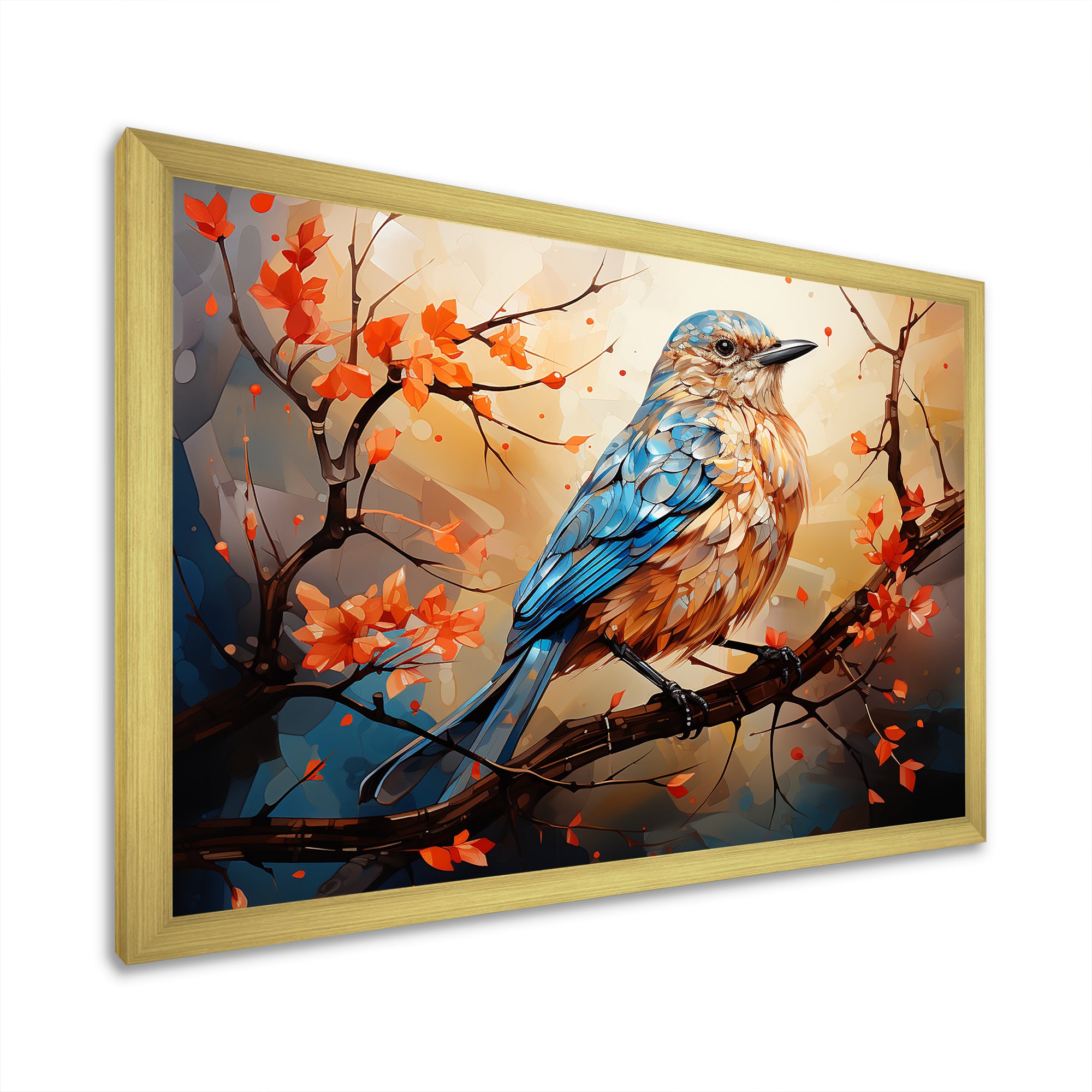 Warm Sunrise Hues An Expressionist Portrayal Bird - Beige Bird Wall Art