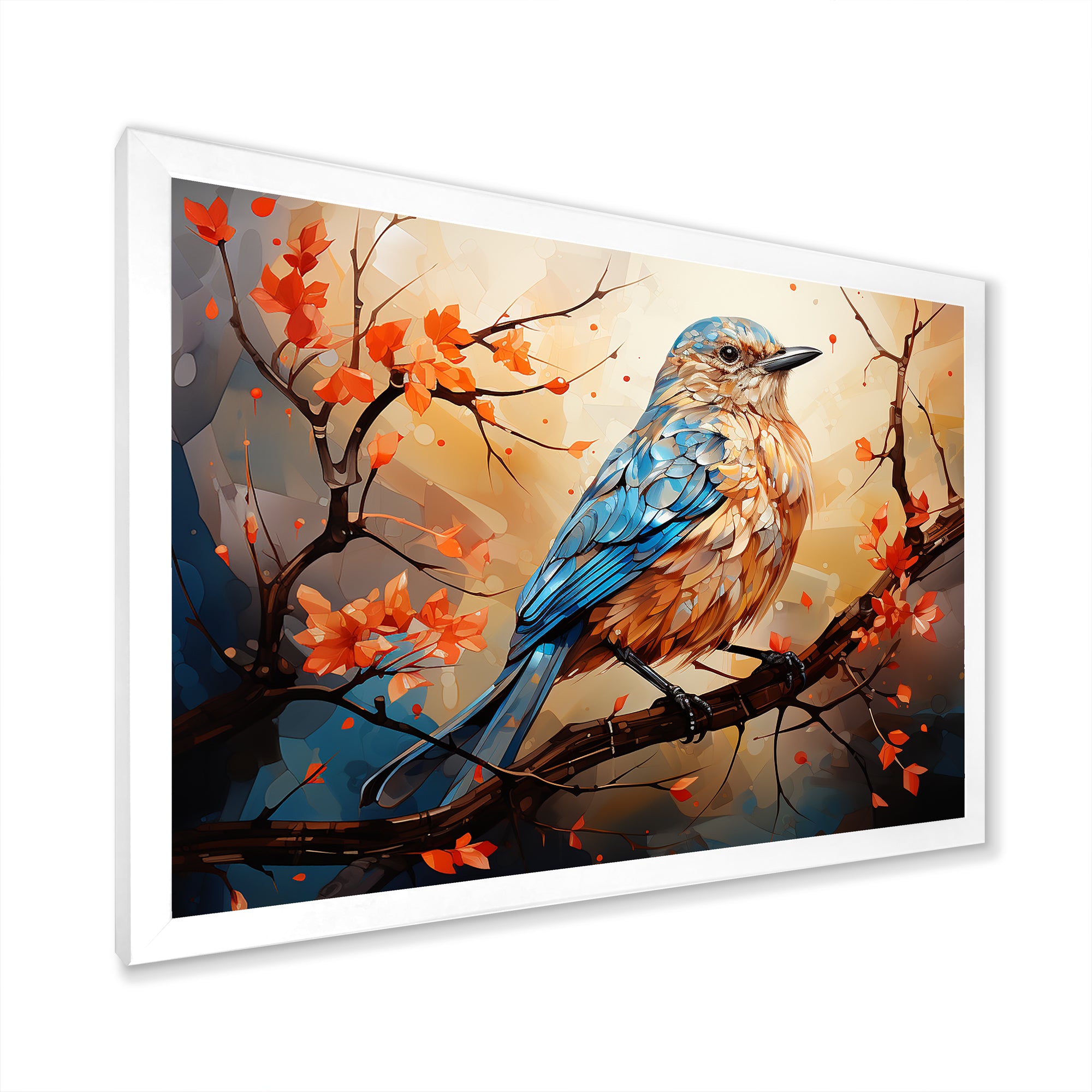 Warm Sunrise Hues An Expressionist Portrayal Bird - Beige Bird Wall Art