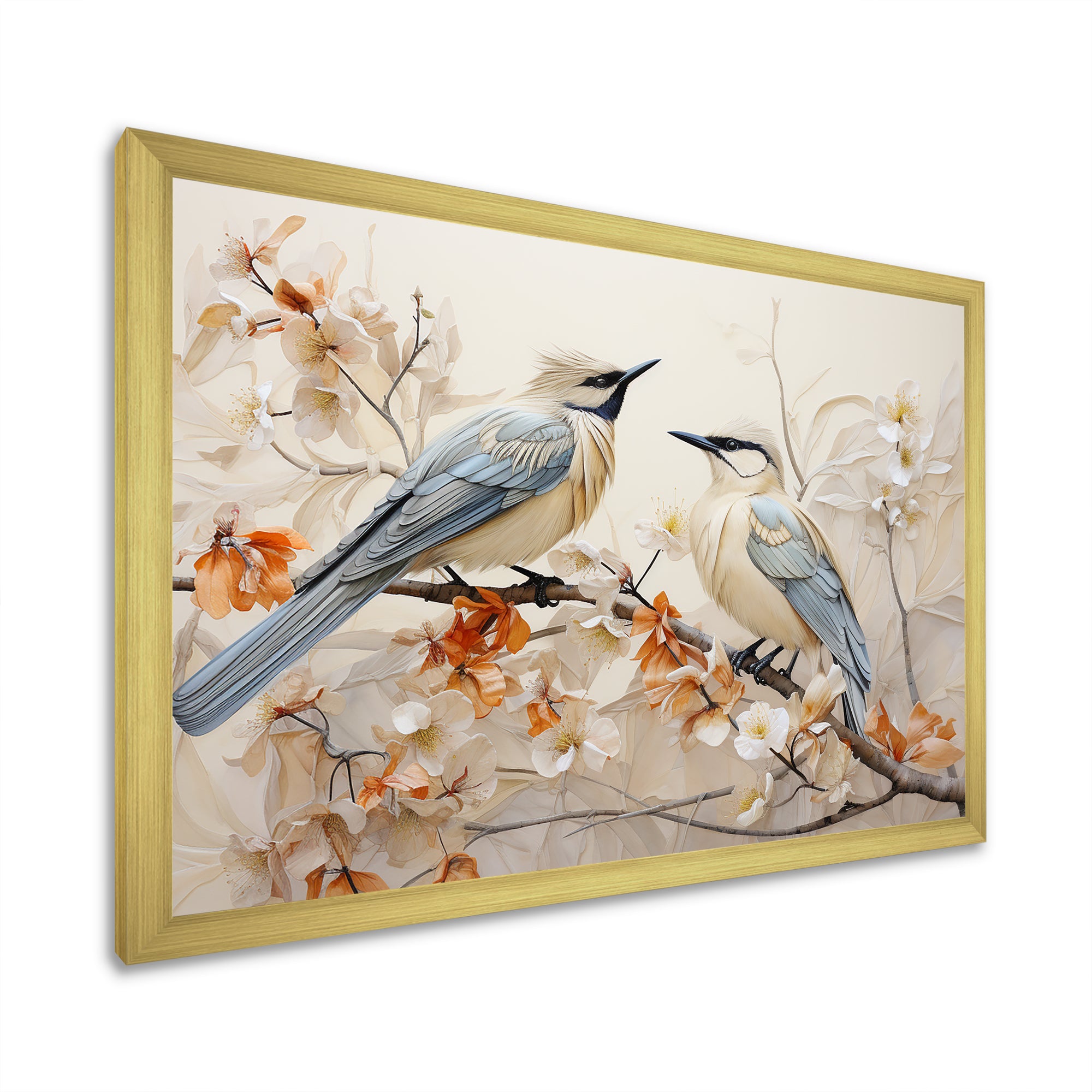 Minimalism Birds Paradise Floral Branch - Bird Floral Bedroom Wall Art