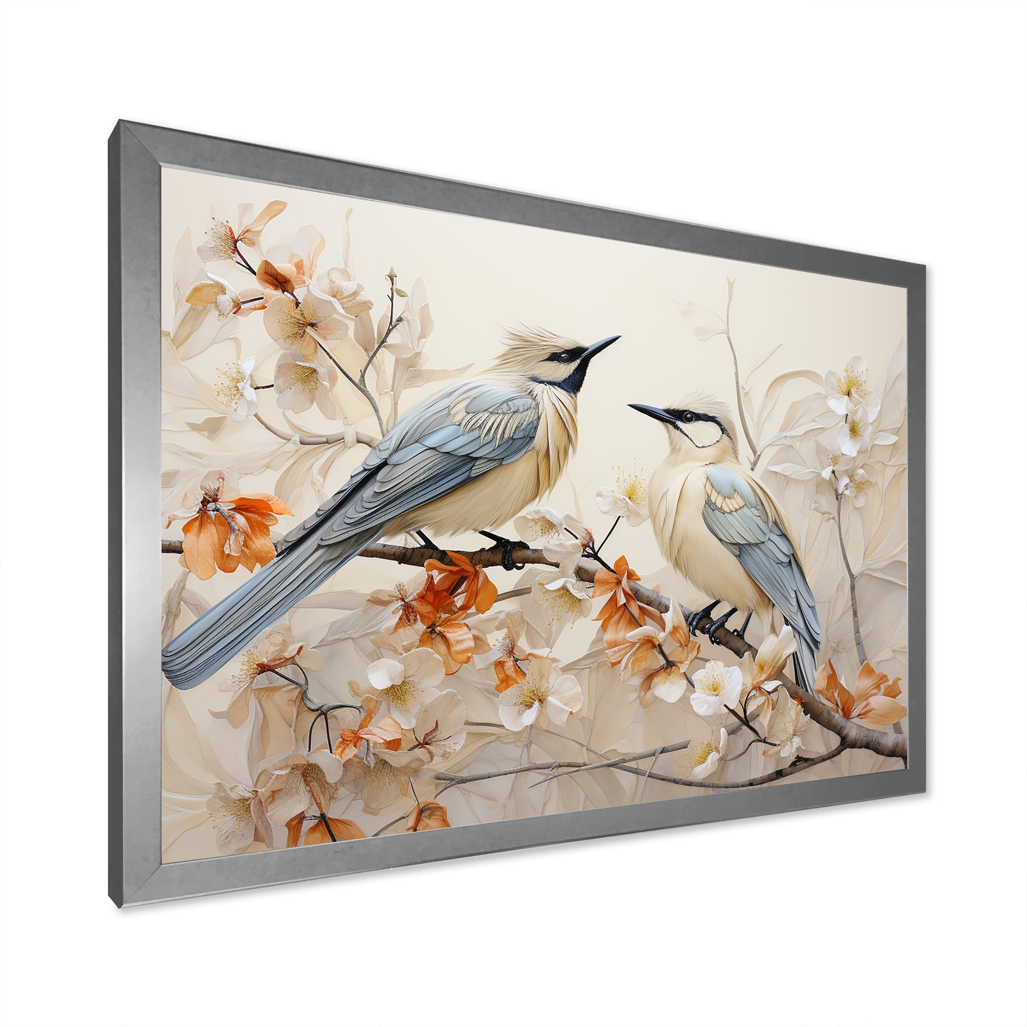 Minimalism Birds Paradise Floral Branch - Bird Floral Bedroom Wall Art