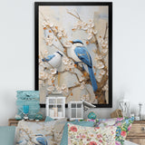 Minimalism Birds Paradise Cherry Blossoms - Bird Floral Canvas Wall Art
