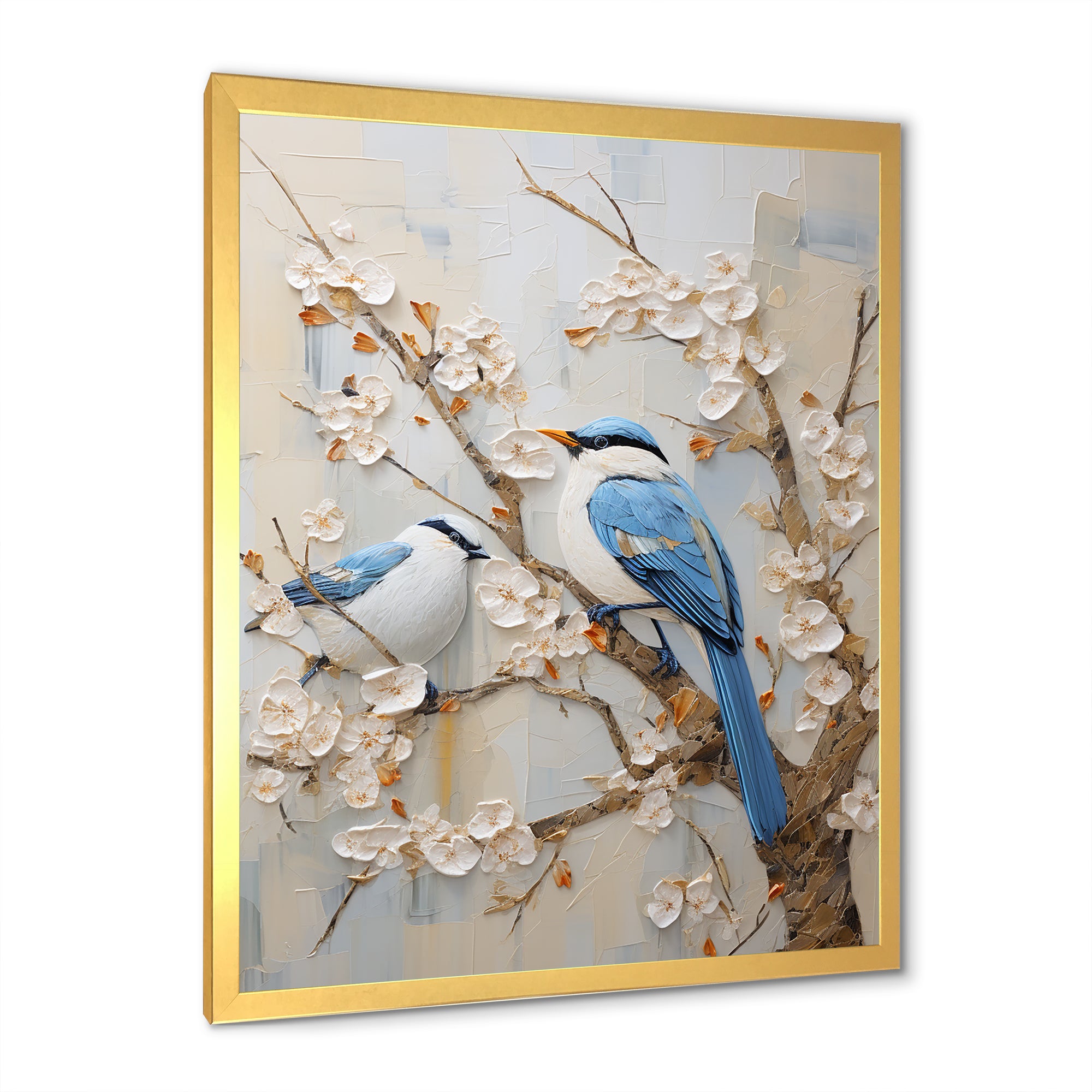Minimalism Birds Paradise Cherry Blossoms - Bird Floral Canvas Wall Art