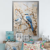 Minimalism Birds Paradise Cherry Blossoms - Bird Floral Canvas Wall Art