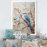 Minimalism Birds Paradise Cherry Blossoms - Bird Floral Canvas Wall Art