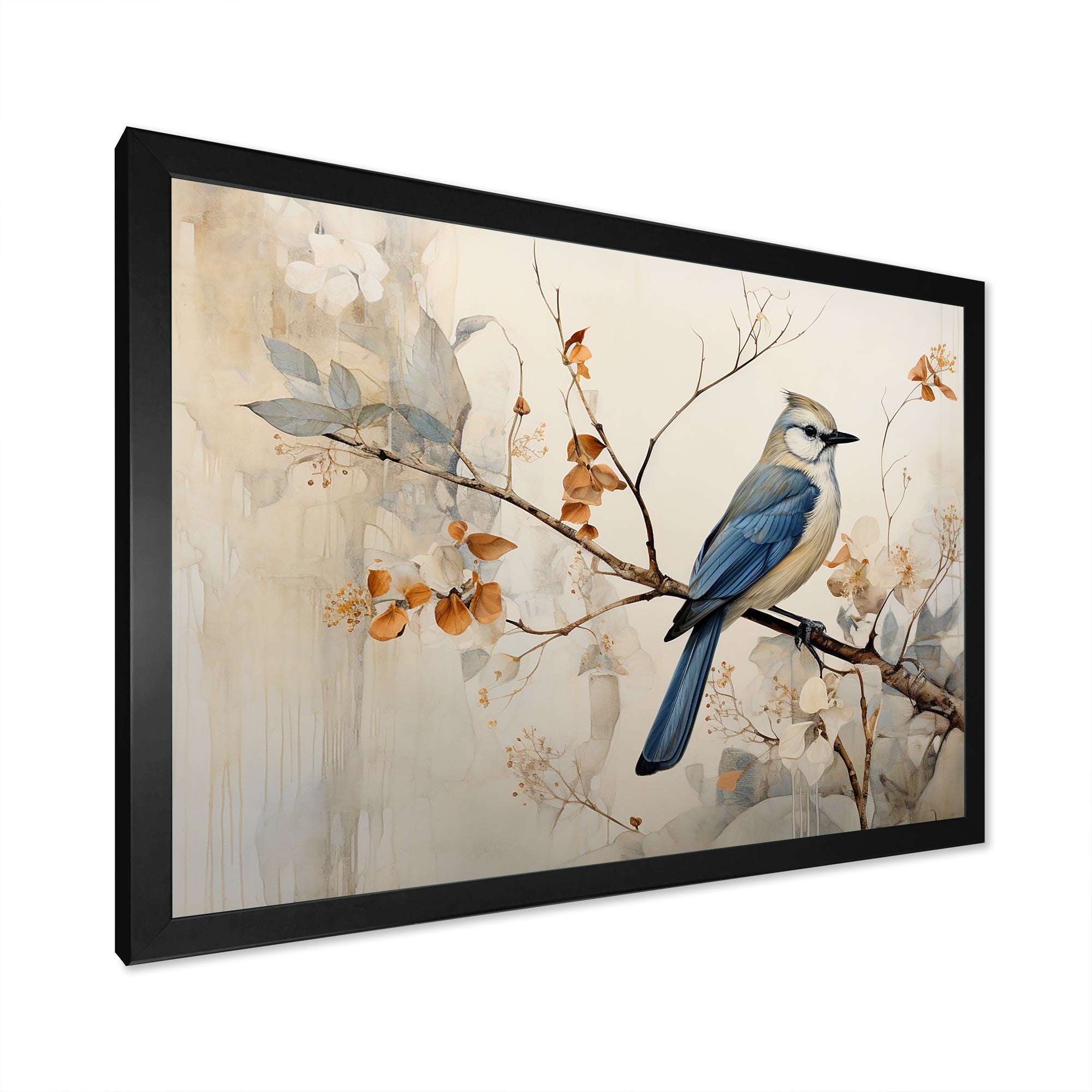 Minimalism Bird On Branch - Bird Floral Wall Decor