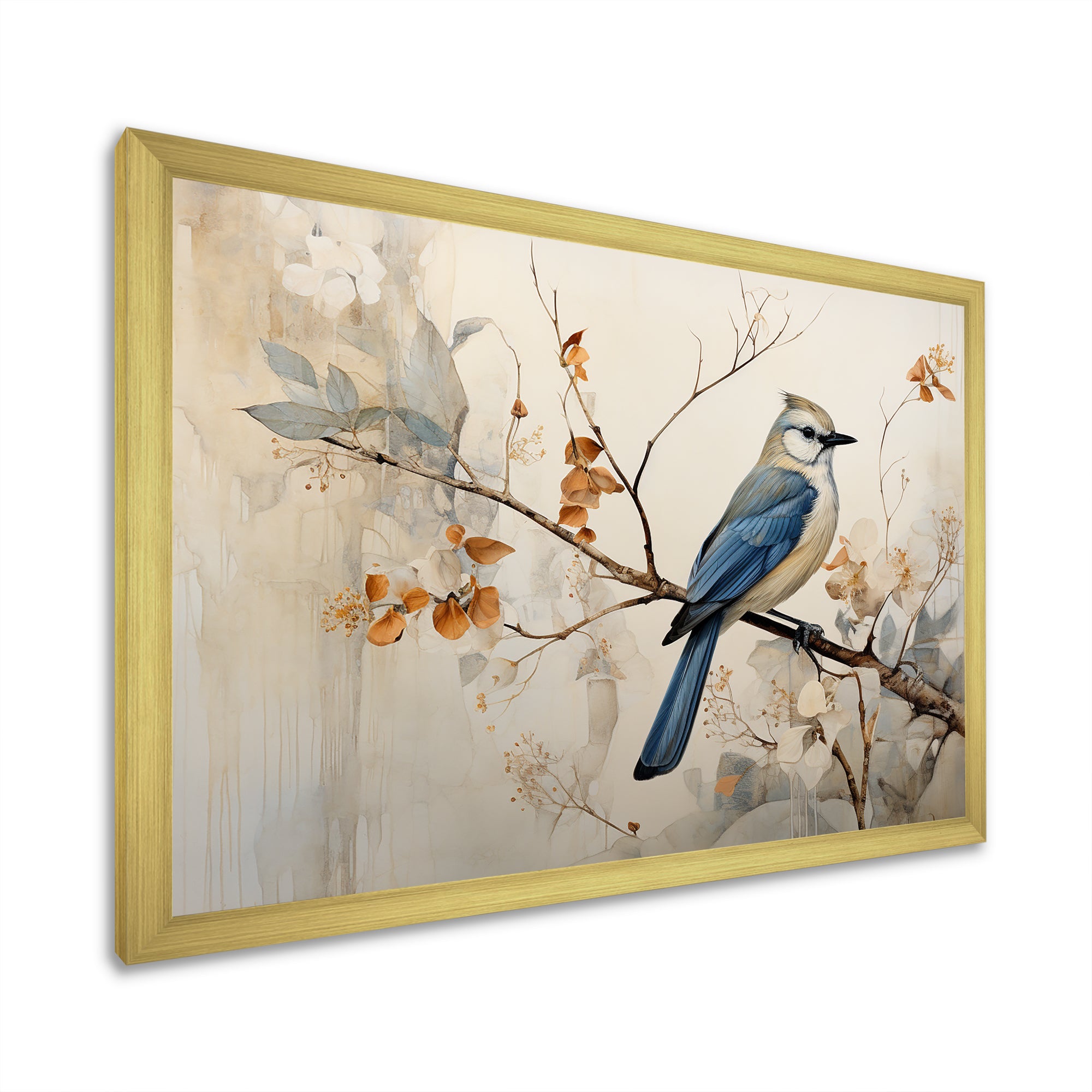 Minimalism Bird On Branch - Bird Floral Wall Decor