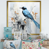 Blue Bird Minimalism Flowers - Bird Floral Wall Art Prints