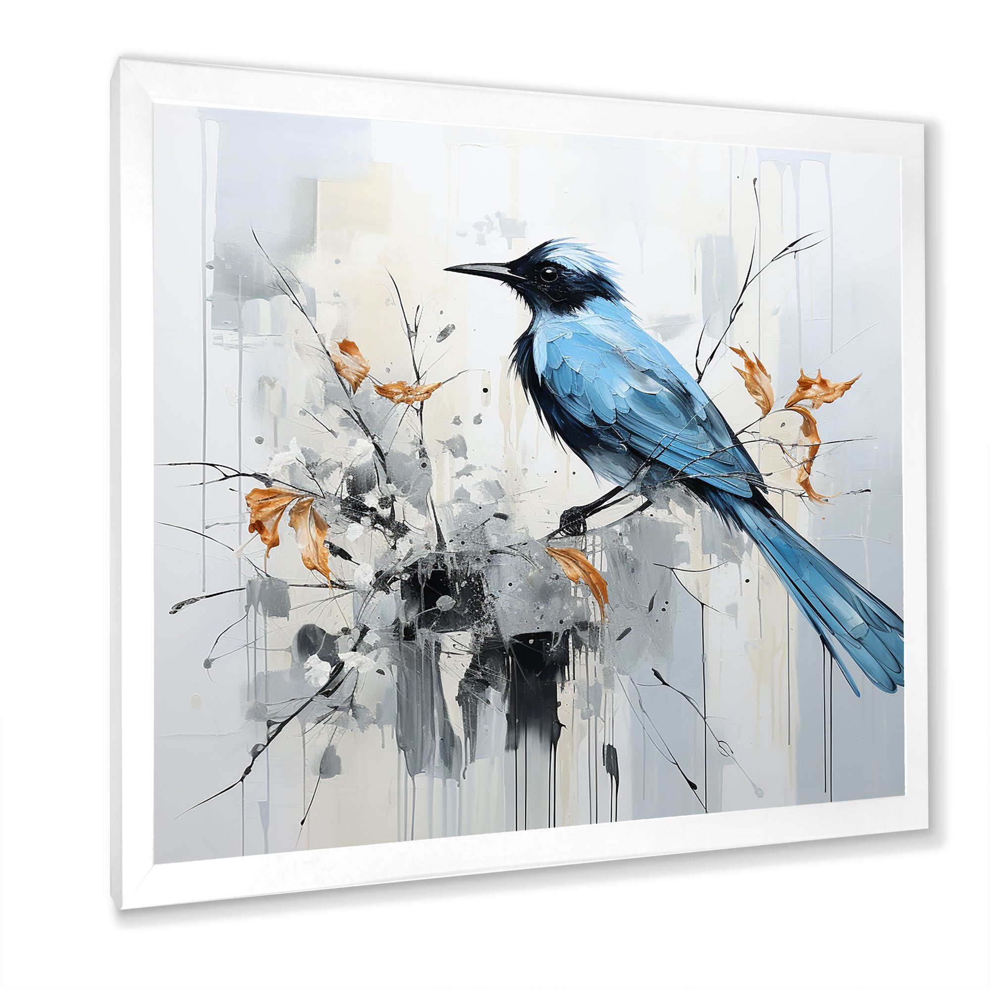 Blue Bird Minimalism Flowers - Bird Floral Wall Art Prints