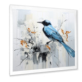 Blue Bird Minimalism Flowers - Bird Floral Wall Art Prints
