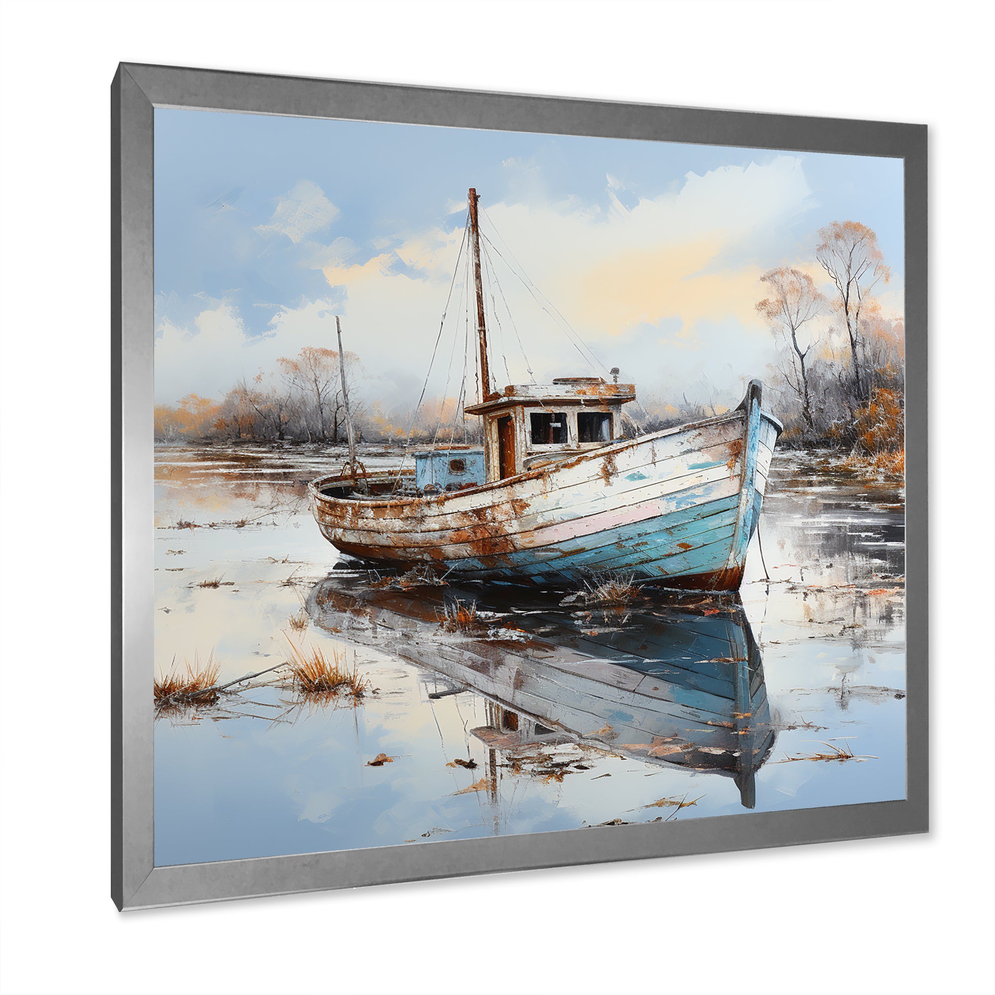Boat Charm In Winter - Boat Canvas Wall Art