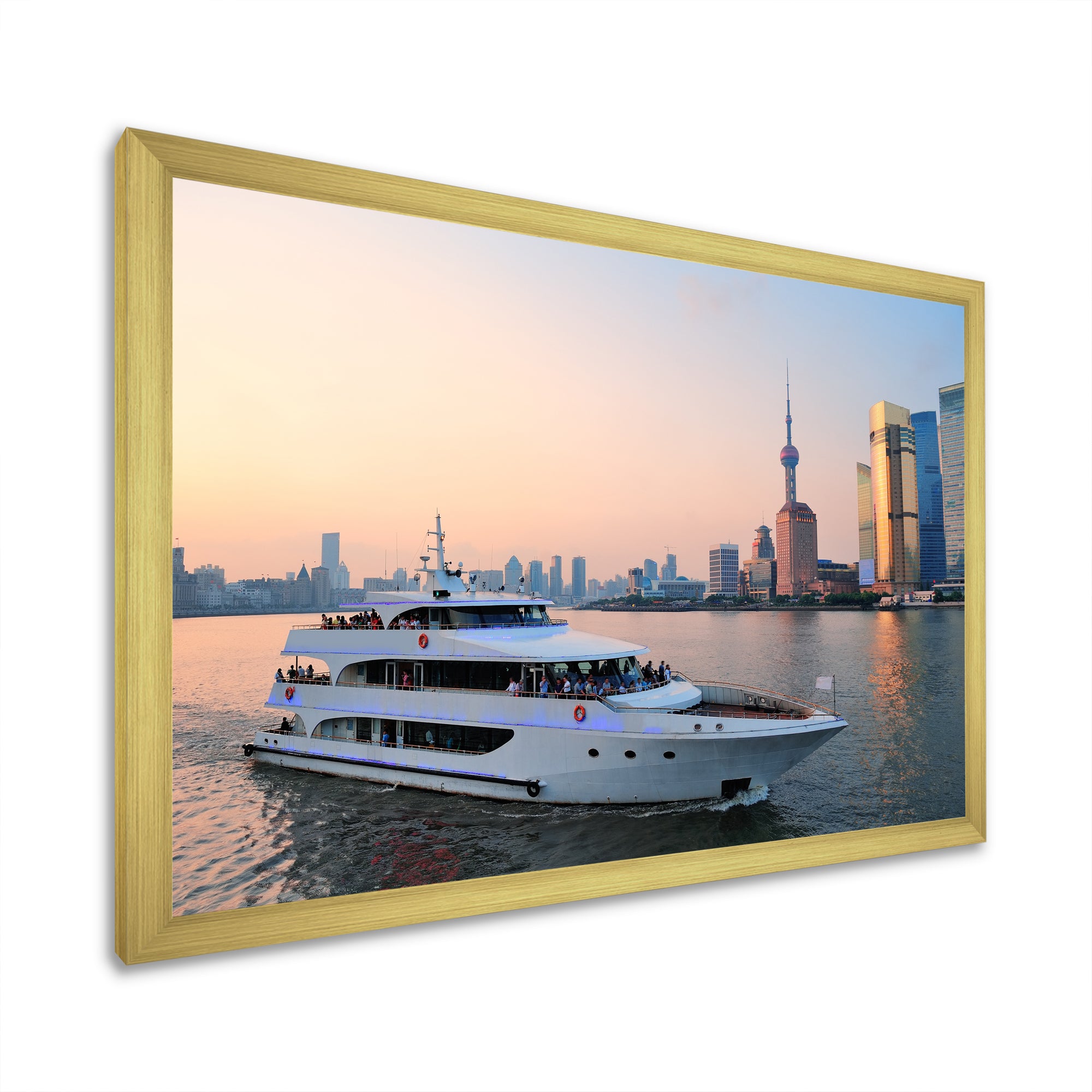 Yacht In Shanghai Bay - Boat Canvas Wall Art