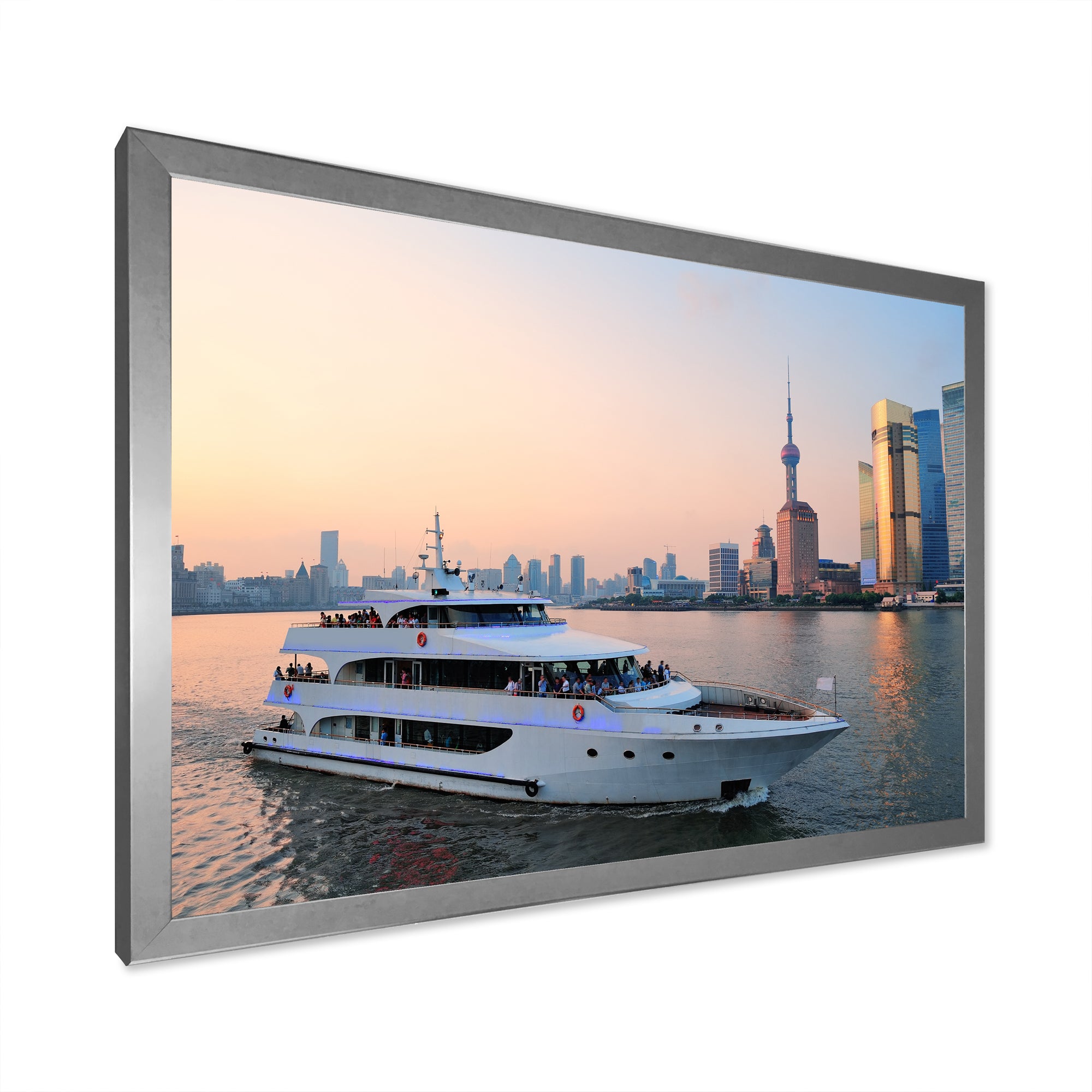 Yacht In Shanghai Bay - Boat Canvas Wall Art