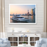 Yacht In Shanghai Bay - Boat Canvas Wall Art