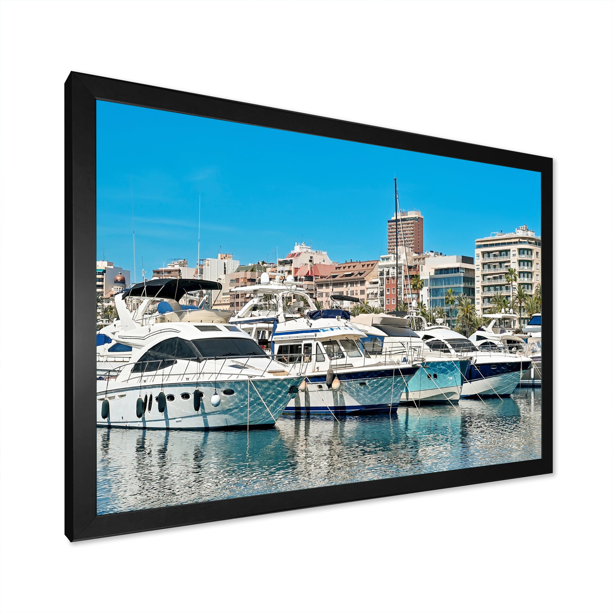 Boats Docked At Port Alicante Spain - Boat Canvas Wall Art