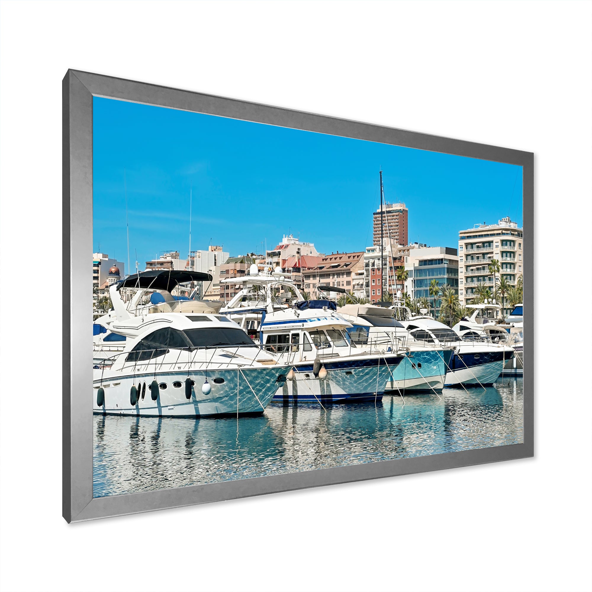 Boats Docked At Port Alicante Spain - Boat Canvas Wall Art