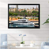 Docked Yacht In Mediterranean Sea Port - Boat Canvas Wall Art