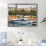 Docked Yacht In Mediterranean Sea Port - Boat Canvas Wall Art