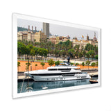 Docked Yacht In Mediterranean Sea Port - Boat Canvas Wall Art