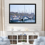 Yachts Docked At Port Vell - Boat Canvas Wall Art