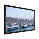 Yachts Docked At Port Vell - Boat Canvas Wall Art