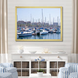 Yachts Docked At Port Vell - Boat Canvas Wall Art