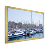 Yachts Docked At Port Vell - Boat Canvas Wall Art