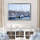 Yachts Docked At Port Vell - Boat Canvas Wall Art