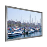 Yachts Docked At Port Vell - Boat Canvas Wall Art
