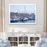 Yachts Docked At Port Vell - Boat Canvas Wall Art