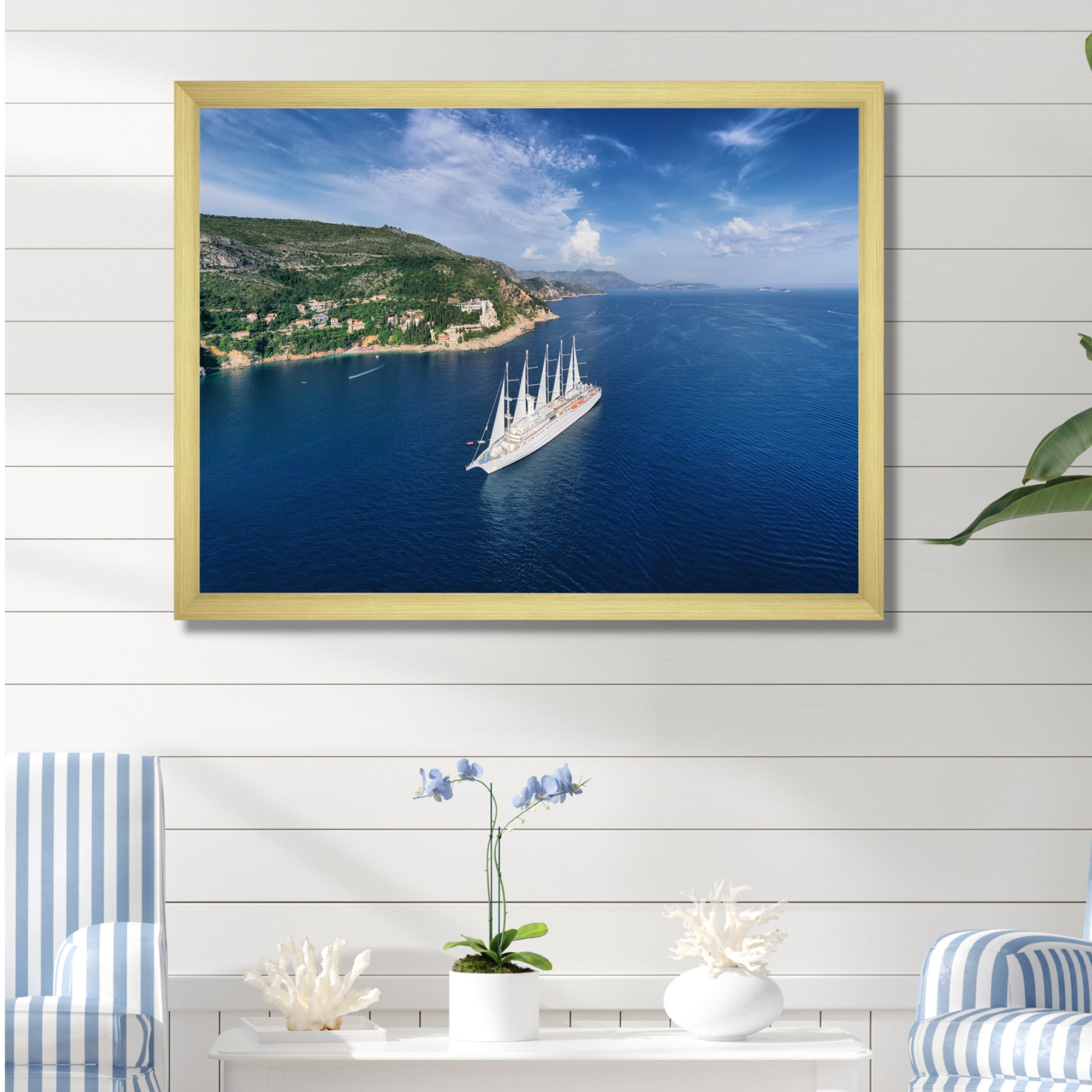 Cruise Ship With Sails In Croatia - Boat Canvas Wall Art