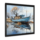 Boat Fishing Charm In Winter - Boat Fishing Canvas Wall Art