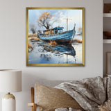 Boat Fishing Charm In Winter - Boat Fishing Canvas Wall Art