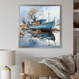 Boat Fishing Charm In Winter - Boat Fishing Canvas Wall Art