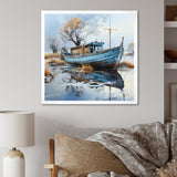 Boat Fishing Charm In Winter - Boat Fishing Canvas Wall Art