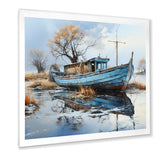 Boat Fishing Charm In Winter - Boat Fishing Canvas Wall Art