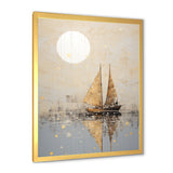 Minimalism Gold And Grey Boat Fishing - Boat Fishing Canvas Wall Art