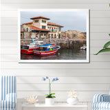 Fishing Boats At Spanish Port Comilla's Cantabria - Boat Fishing Canvas Wall Art