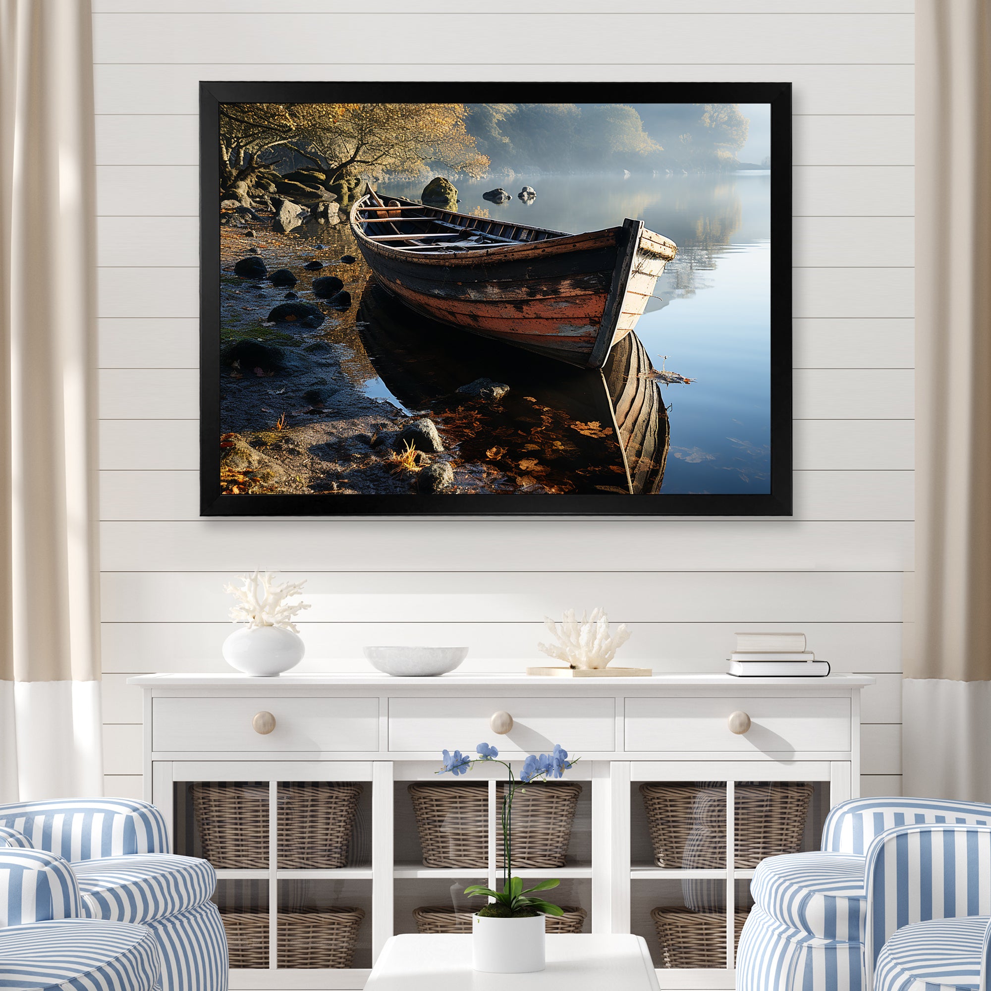 Sailing Charm In The Morning Mist - Boat Sailing Canvas Wall Art