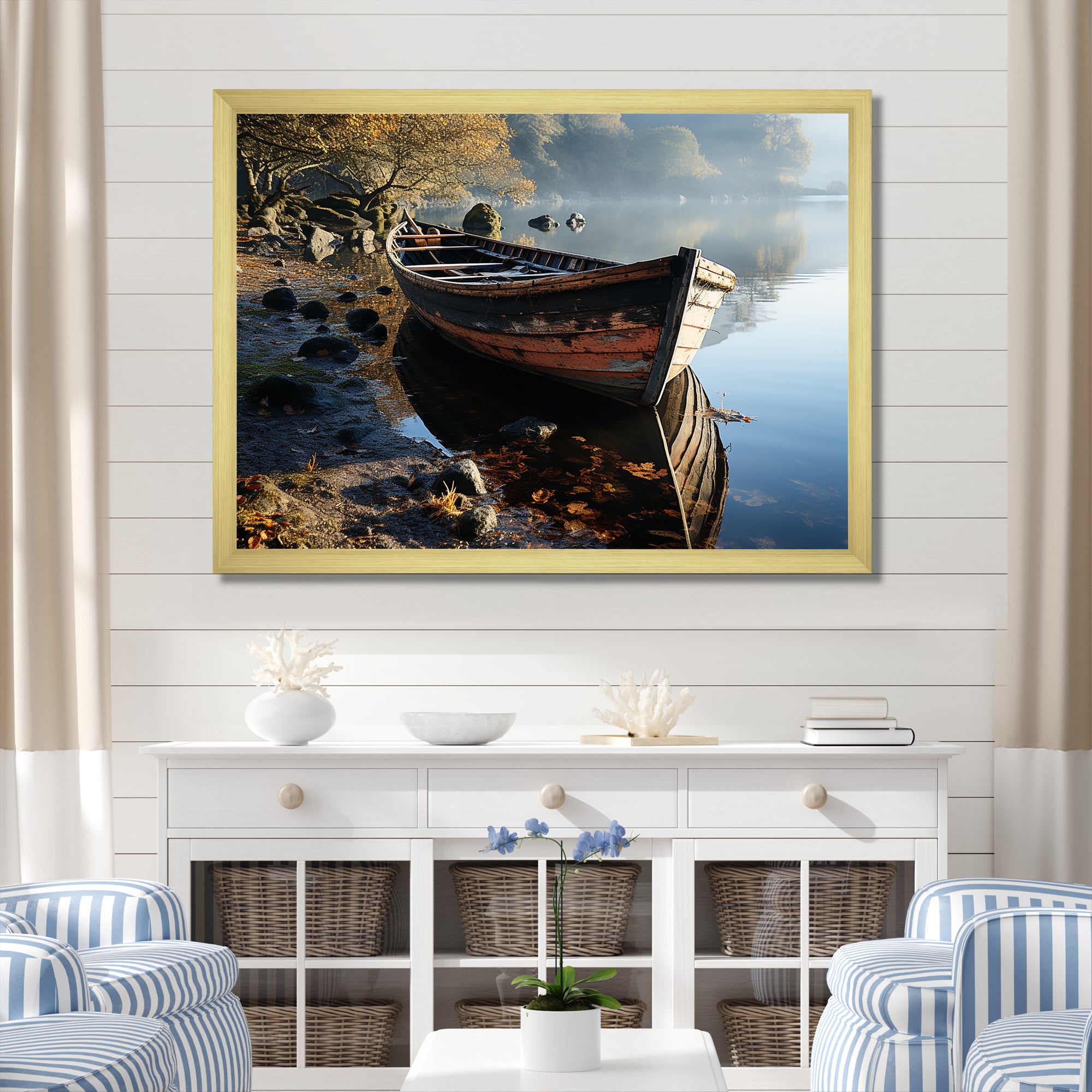 Sailing Charm In The Morning Mist - Boat Sailing Canvas Wall Art